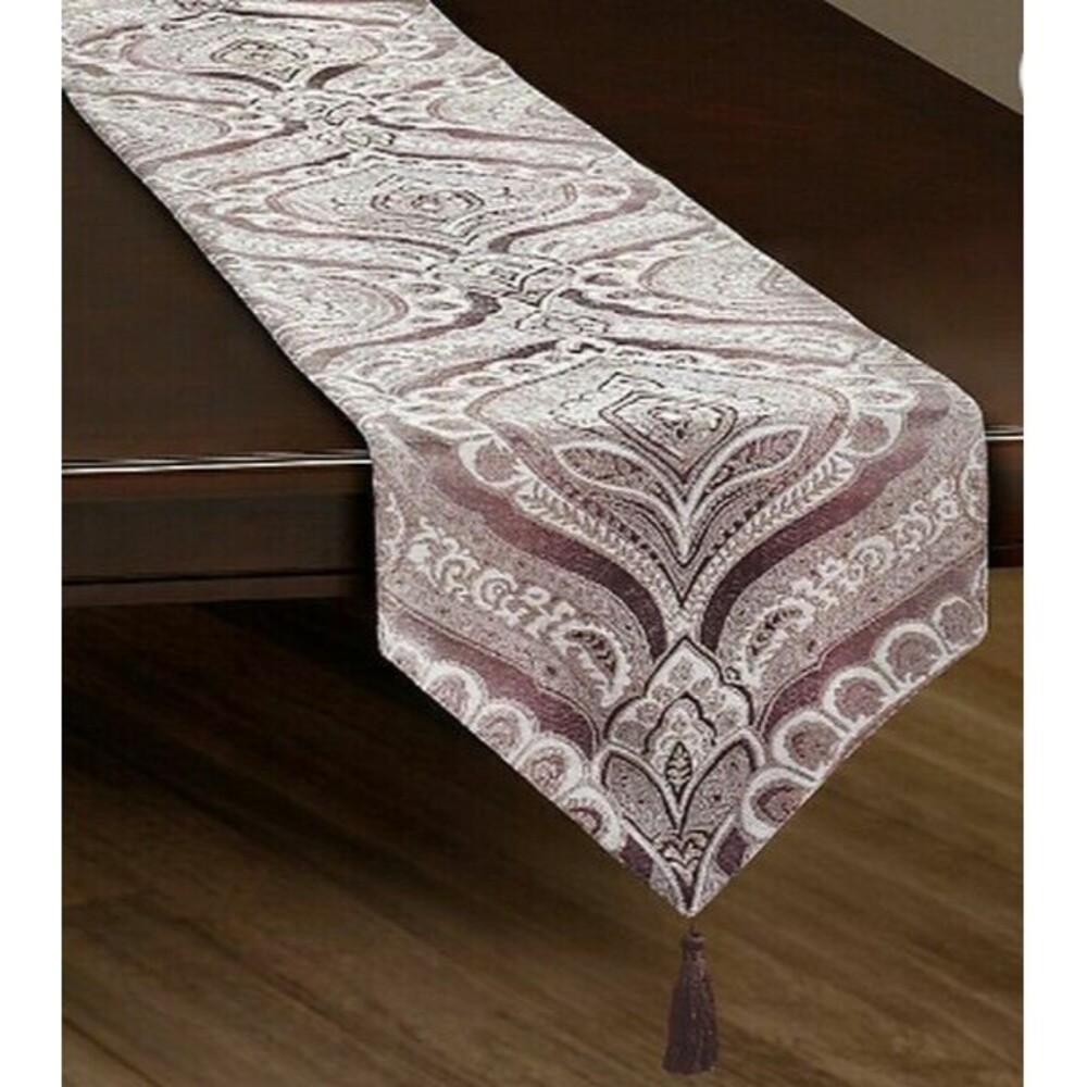 J Queen Gianna Table Runner 13x90 Rose Quartz Tassels Paisley Pointed Luxury